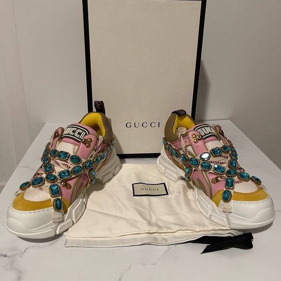 Gucci Flashtrek Embellished sneakers women Size 39 EU/ US 8.5 removable crystals - Picture 13 of 17